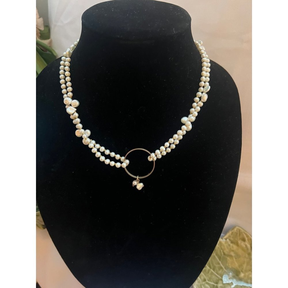 VTG Auth Mix Pearl Freshwater Pearl Necklace Bracelet Goldplated Charm Extender